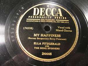   RECORD PERSONALITY SERIES ELLA FITZGERALD W/THE SONG SPINNERS E A27