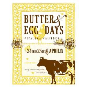   Letterpress Butter & Egg Days Poster   Petaluma   California   Prints