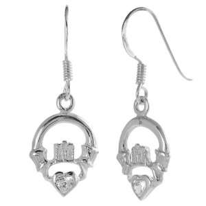   Stamp Celtic Claddagh Colorless White Cubic Zirconia Earrings Jewelry