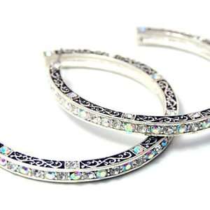   Crystal Floret Design 2 Hoop Earrings Fashion Jewelry Jewelry