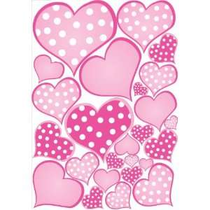 Pink Pastel Polka Dot Heart Wall Decals Stickers Baby