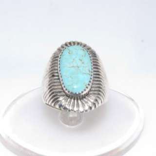 New Native American Heavy Sterling Silver Turquoise Ring Size 10 3/4 