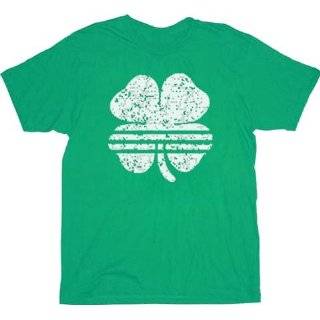 St. Patricks Day Striped Shamrock Clover Vintage Adult T shirt Tee