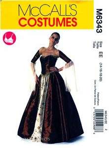 McCalls Pattern M6343 Womens Renaissance Costume 14 20 Gown dress 