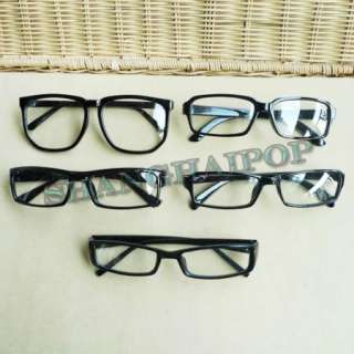 Slim/Large Glasses Glossy Black Frame Clear Lens Nerd Geek Eyewear 