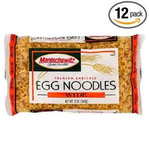 MANISCHEWITZ Wide Egg Noodles, 12 Ounce Bags (Pack of 12)  