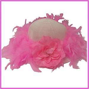  Pink Childs Tea Party Hat with Feathers Toys & Games