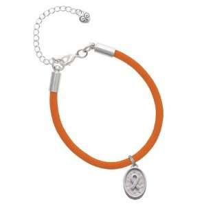  Awareness Ribbon   Oval Seal Charm on an Orange Malibu Charm 