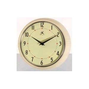   Instruments Retro Round Metal Wall Clock 9 1/2 Inch Cream 10940 Cream