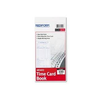 Rediform 4K402   Employee Time Card, Semi Monthly, 4 1/4 x 8, 100/Pad 