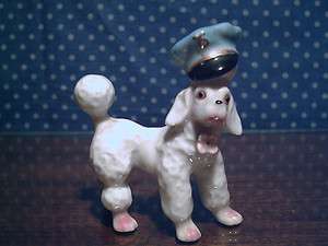 Porcelain Poodle Wearing a Hat Figurine Japan  
