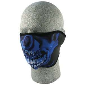   Neoprene Blue Chrome Half Skull Face Mask