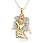 Joolwe 14K Yellow Gold Diamond Accented Angel and Child Pendant