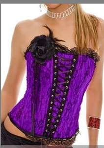 Sexy Elegant Gothic Purple Lace Up Corset Bustier + G string  