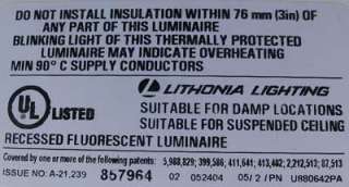 New Lithonia 2AV 120V 2 Lamp Recessed Lighting Fixture  