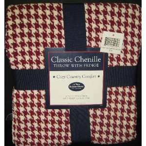 Berkshire Classic Chenille Throw Blanket with Fringe Houndstooth 