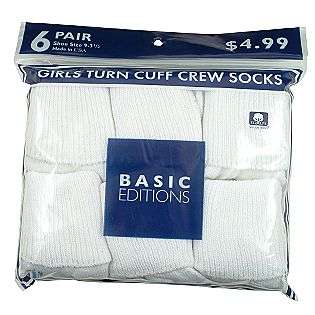 Girls Turn Cuff Crew Socks   White  Basic Editions Clothing Girls 