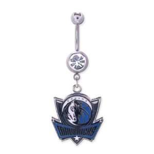 Dallas Mavericks 316L Stainless Steel Belly Ring with Cubic Zirconia 