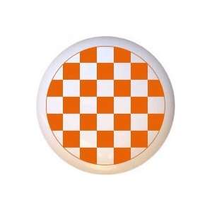  Orange Checkerboard Checkered Checks Drawer Pull Knob 