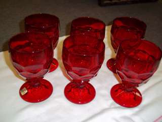 SET OF 6 VIKING RED WATER GOBLETS  