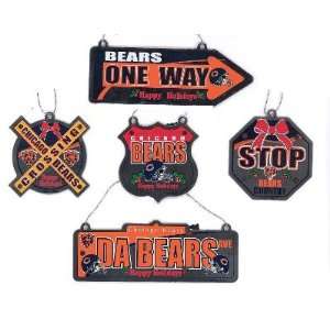  NFL Chicago Bears Metal Sign Ornaments  5 Pack Sports 
