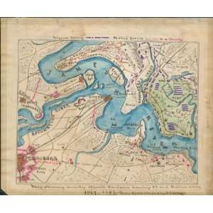  Civil War Map Map shewing sic country opposite Harrisons 