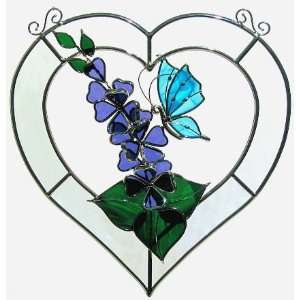  Stained Glass Butterfly Beveled Heart