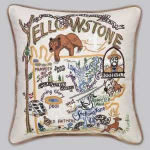   Catstudio Hand Embroidered Throw Pillow   Yellowstone