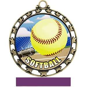   Awards Softball HD Insert Medals M 4401 GOLD MEDAL/PURPLE RIBBON 2.5