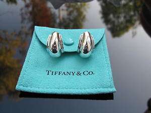 Tiffany & Co RARE Silver Picasso Vendome Shell Hoop Earrings  