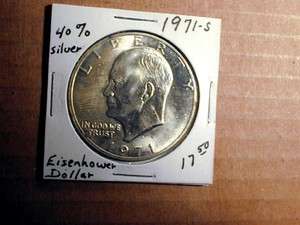Eisenhower Dollar 1971 S, 40% Silver,UNC  