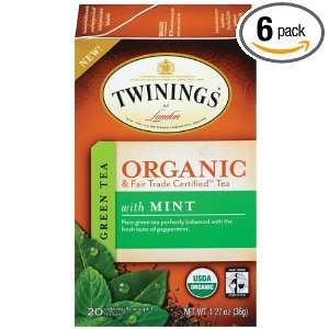 Twinings Green with Mint Organic, 20 Count Tea Bags 1.27 ounces (Pack 