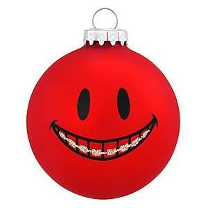 Smile With Braces Glass Ornament 