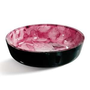  Bathroom Round Pink Pattern Glass Vessel Sink for Vanity 