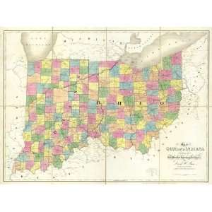  Map of Ohio and Indiana, 1839 Arts, Crafts & Sewing