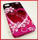 VERIZON SPRINT AT&T IPHONE 4S 4G PINK HEART FLOWERS HARD COVER CASE