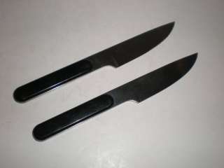 Pair 2 DANSK Designs Black Plastic Steak Knives Dinner  