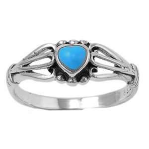  Turquoise Heart Ring Size 5 (5) Jewelry