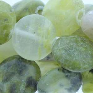 Olive Jade  Coin Puffy   10mm Diameter, No Grade   Sold by 16 Inch 