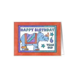 Rhino Baby Blue, Happy Birthday6 yr old Card Toys & Games
