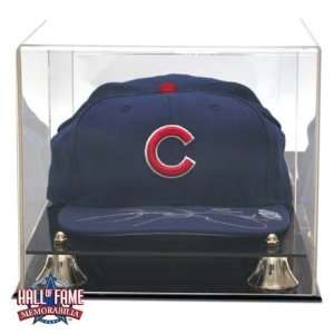  Cap/Hat Display Case with Mirrored Back and Gold Risers 