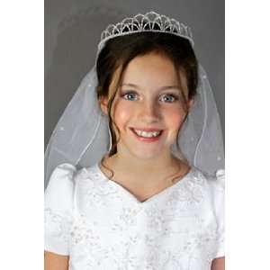 First Communion Pearl Crown Beaded Veil