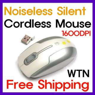 New Noiseless Silent Wireless Cordless Mouse / White  