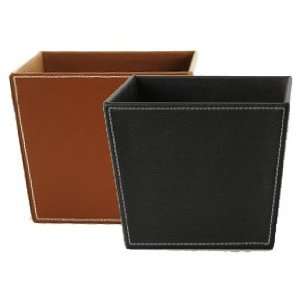  7 inch Black or Brown Square White Stitching Faux Leather 