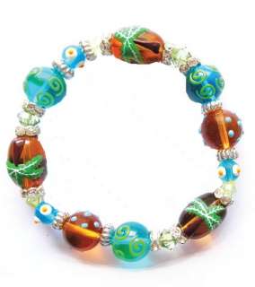 Tropical Palm Tree Rhinestone Glass Beaded Kate & Macy Bracelet  