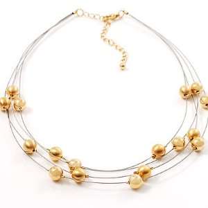  4 Strand Gold Bead Fashion Necklace Jewelry