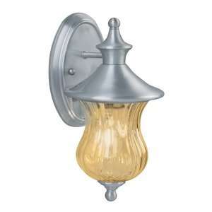  Brushed Aluminum Outdoor Wall fixture, Amber glass