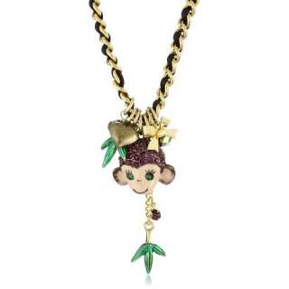 Betsey Johnson Asian Jungle Monkey Pendant Necklace Jewelry  