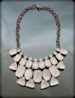 Vintage Unique Bronze Tone Chunky Jewel Bib Necklace  