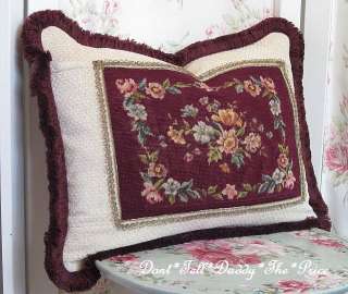 VICTORIAN Accent Pillow Hand Stitched ANTIQUE Needle PETITE POINT Wire 